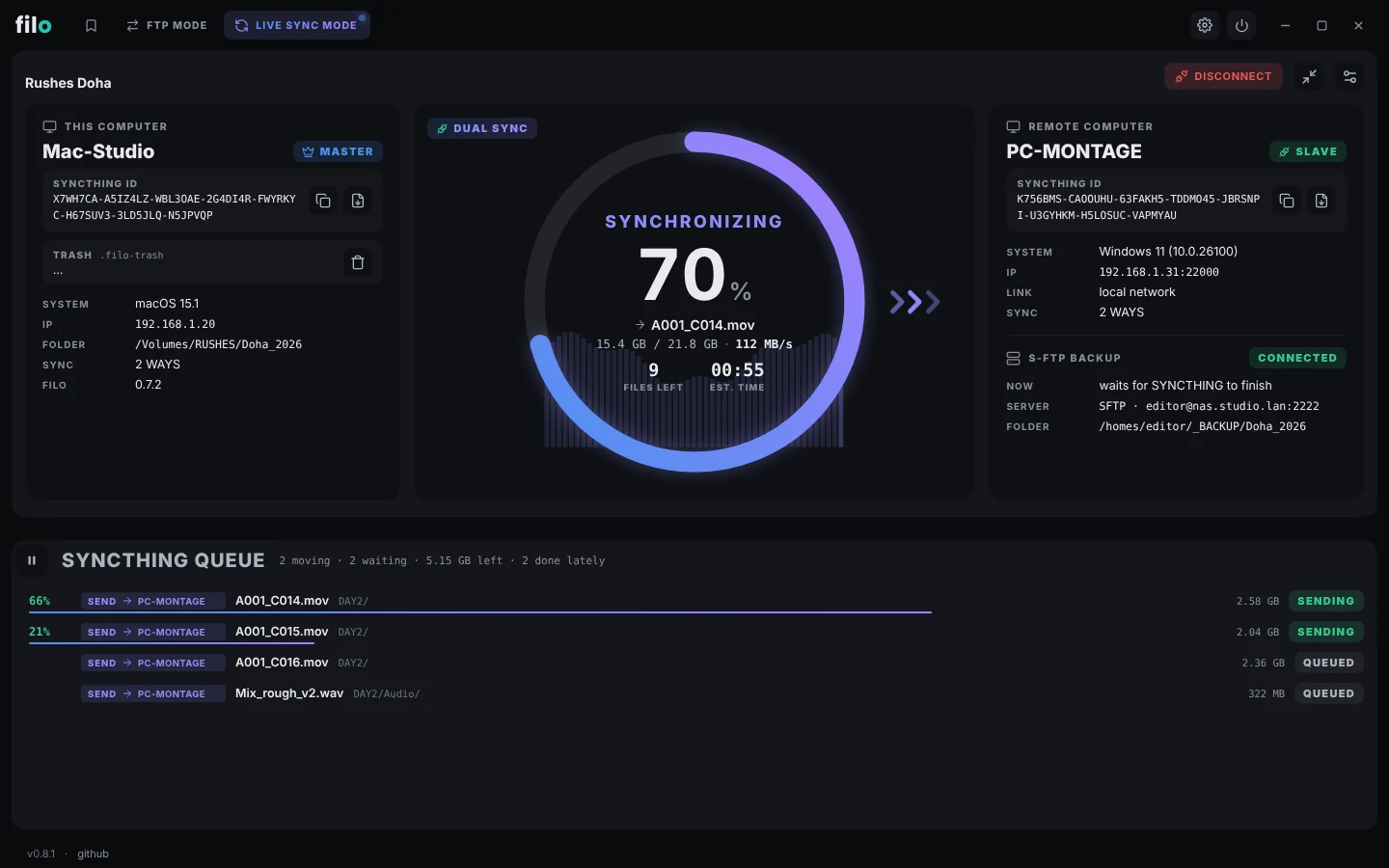 filo LIVE SYNC view