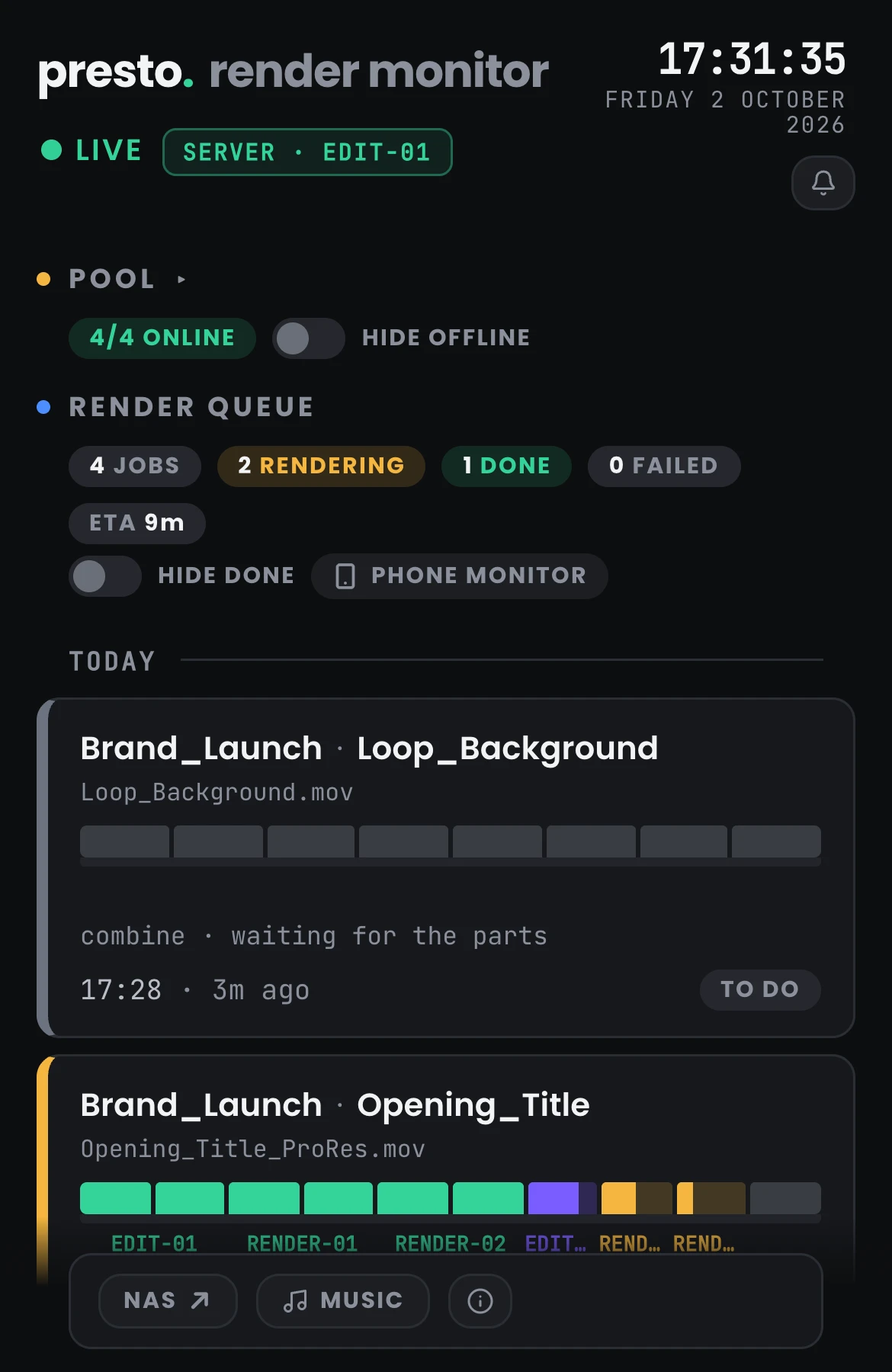 presto monitor on a phone
