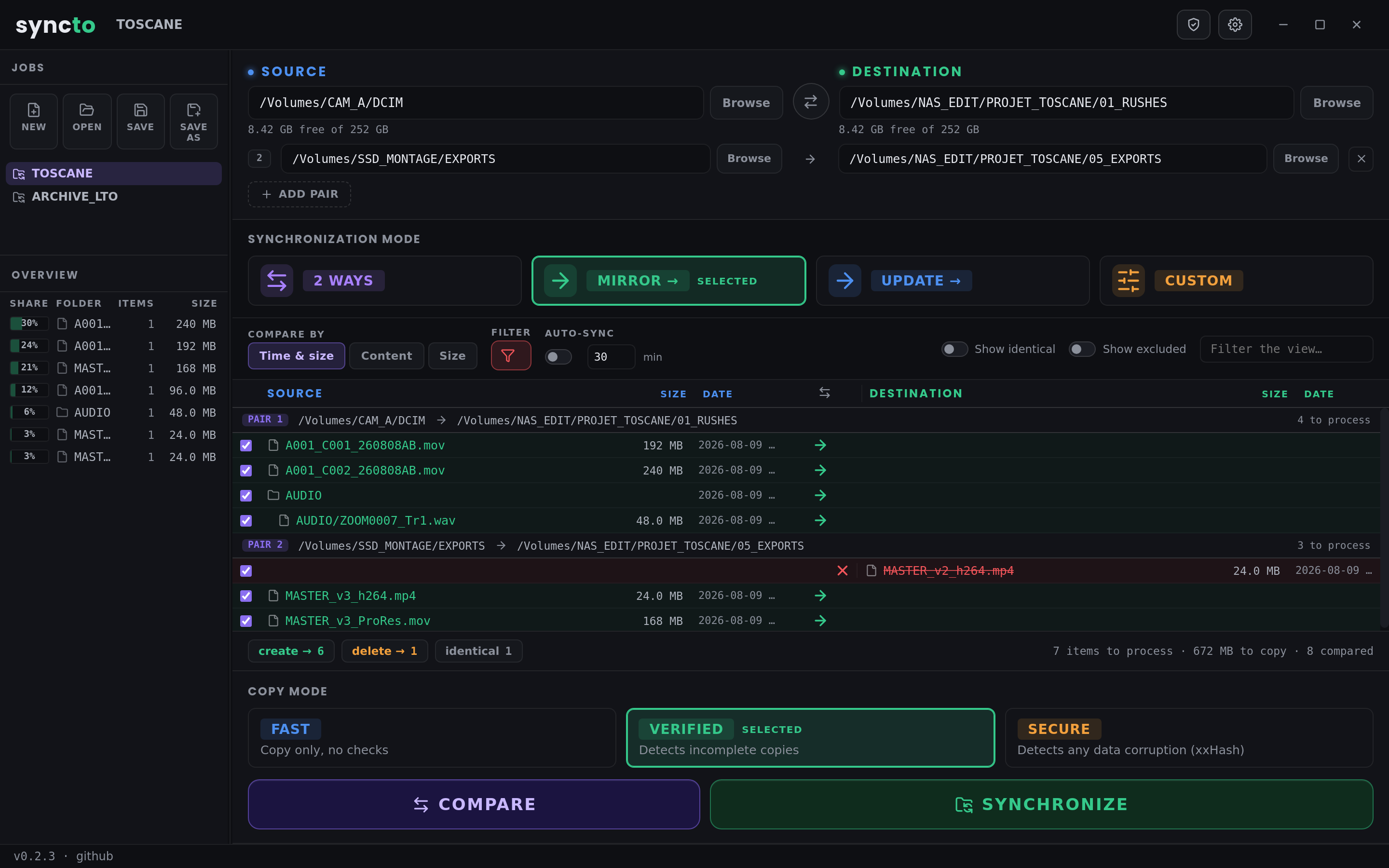 Syncto main window